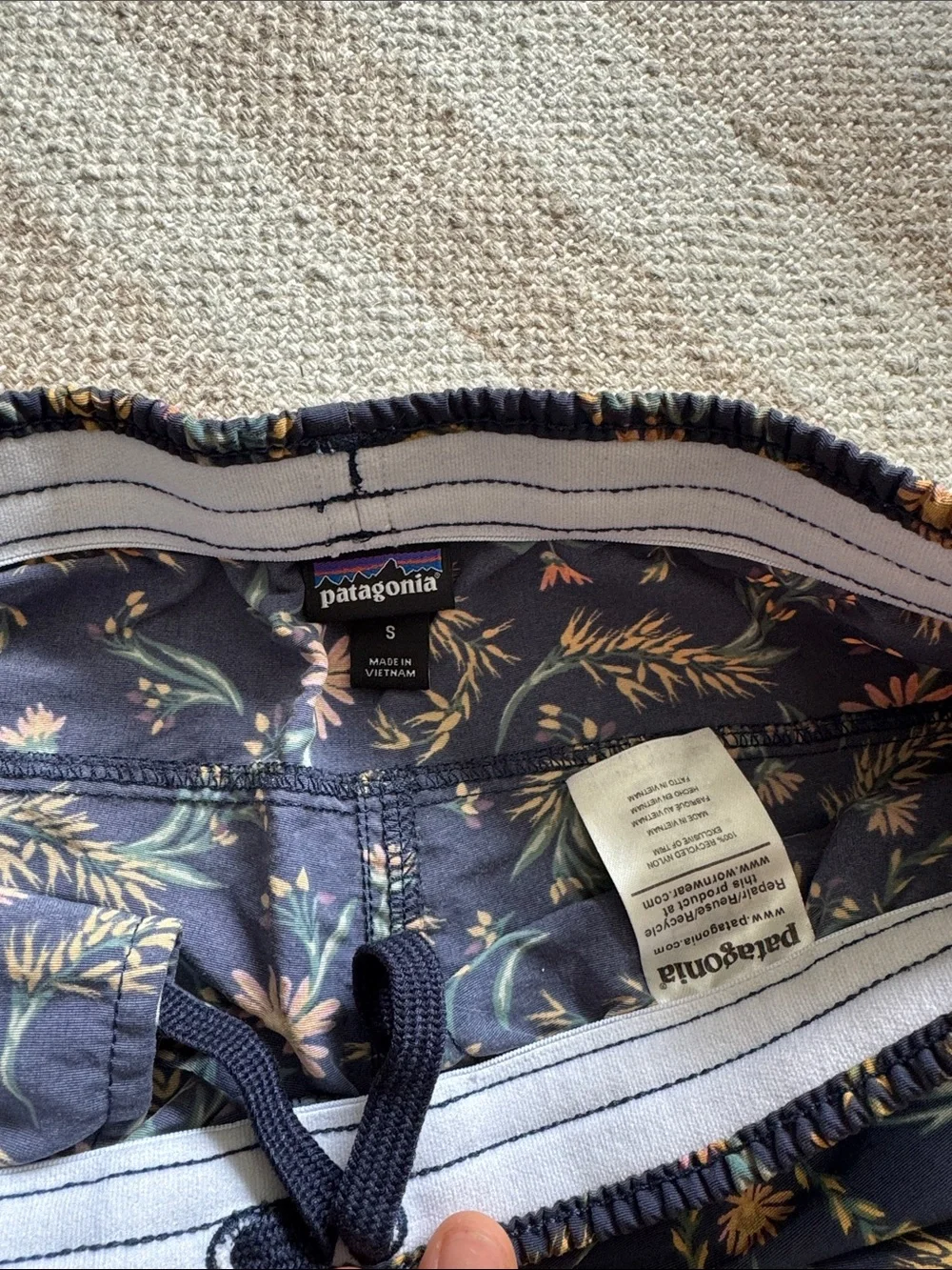 Patagonia Women's Navy Floral Athletic Shorts - Picture 3 of 6
